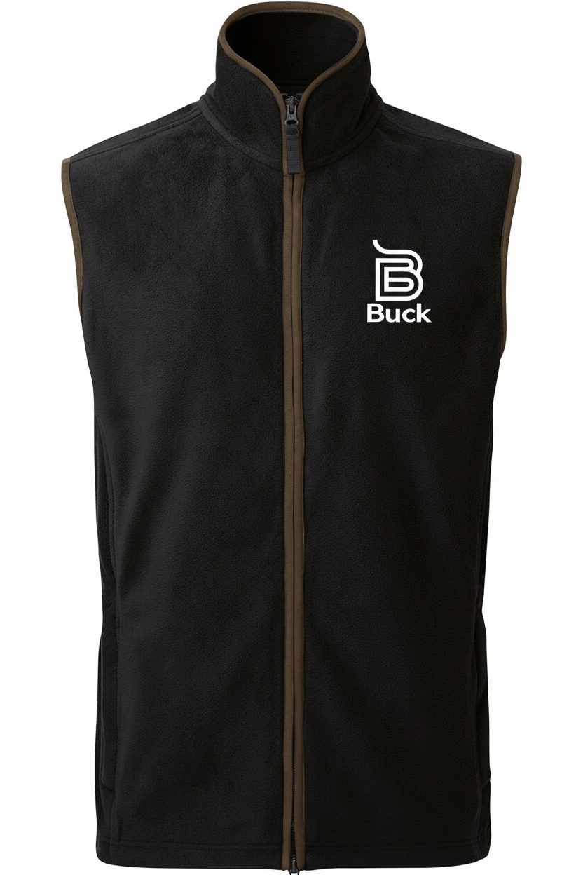 Black gilet with Buck logo