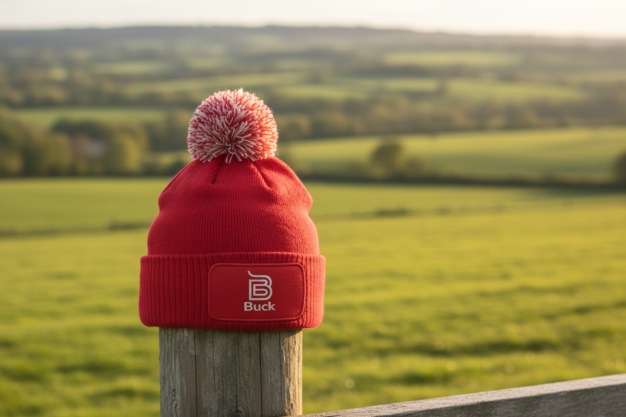 Classic Red Buck Beanie with Matching Patch