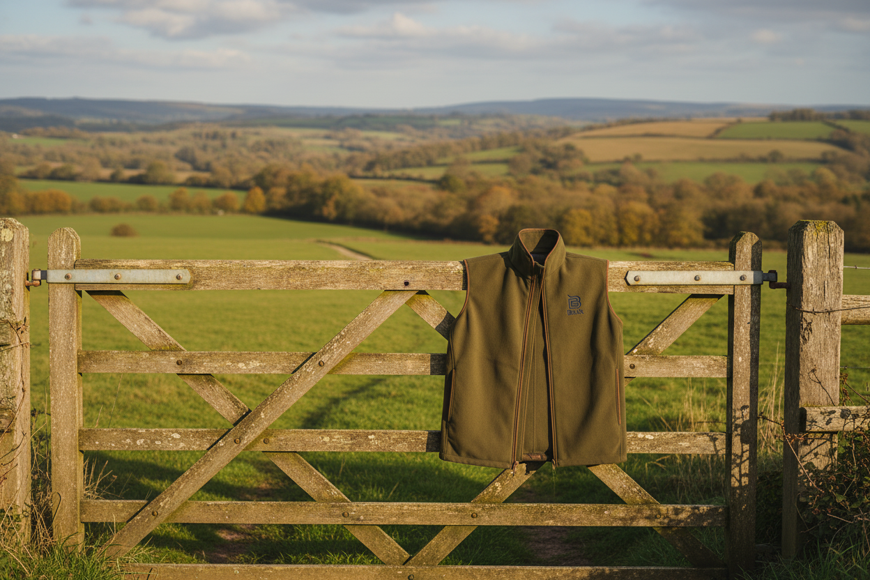 Country Fleece Gilet in countryside setting