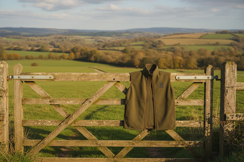 Country Fleece Gilet in countryside setting