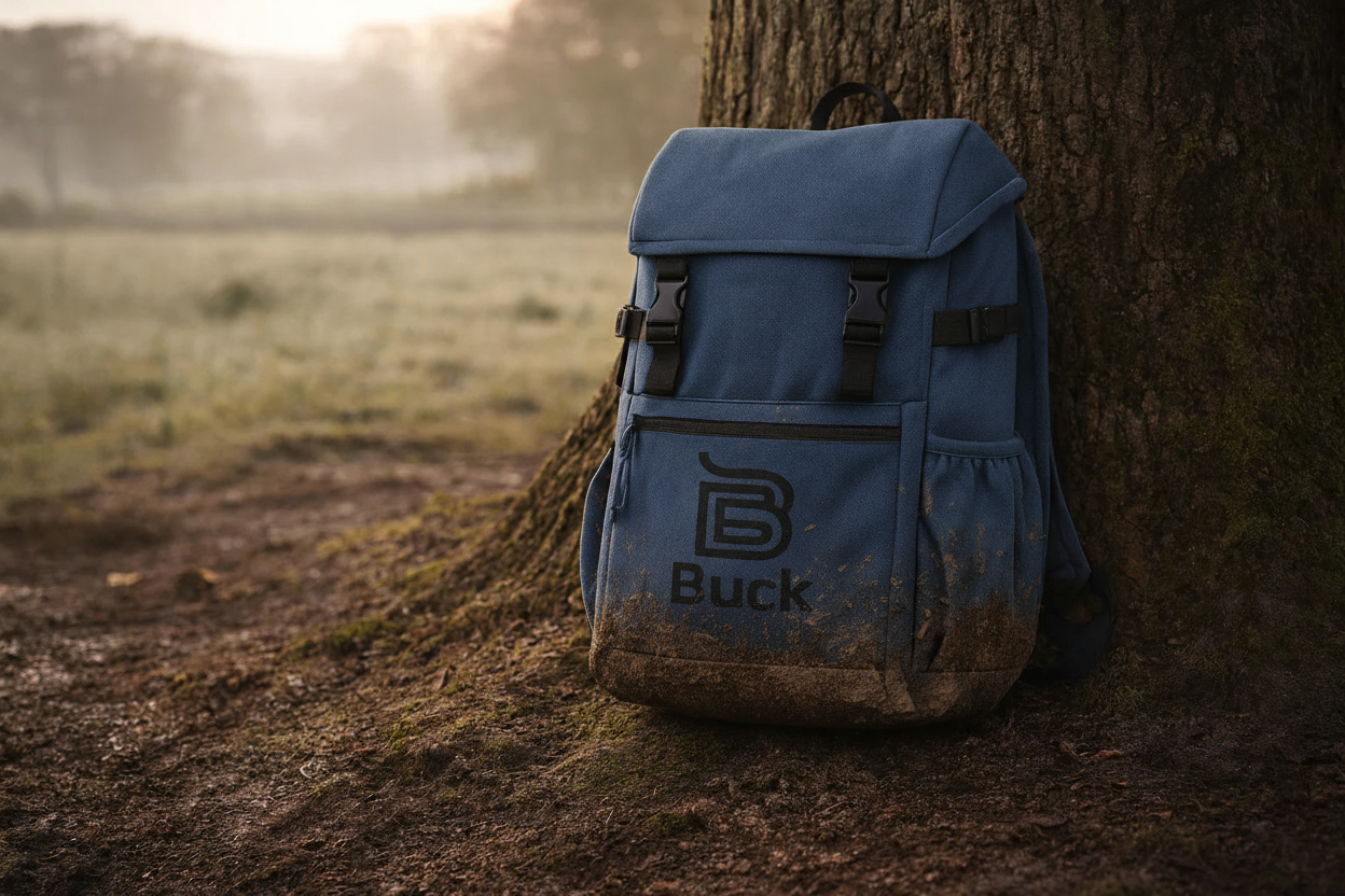 Navy Blue Rucksack with Smaller Logo at Bottom
