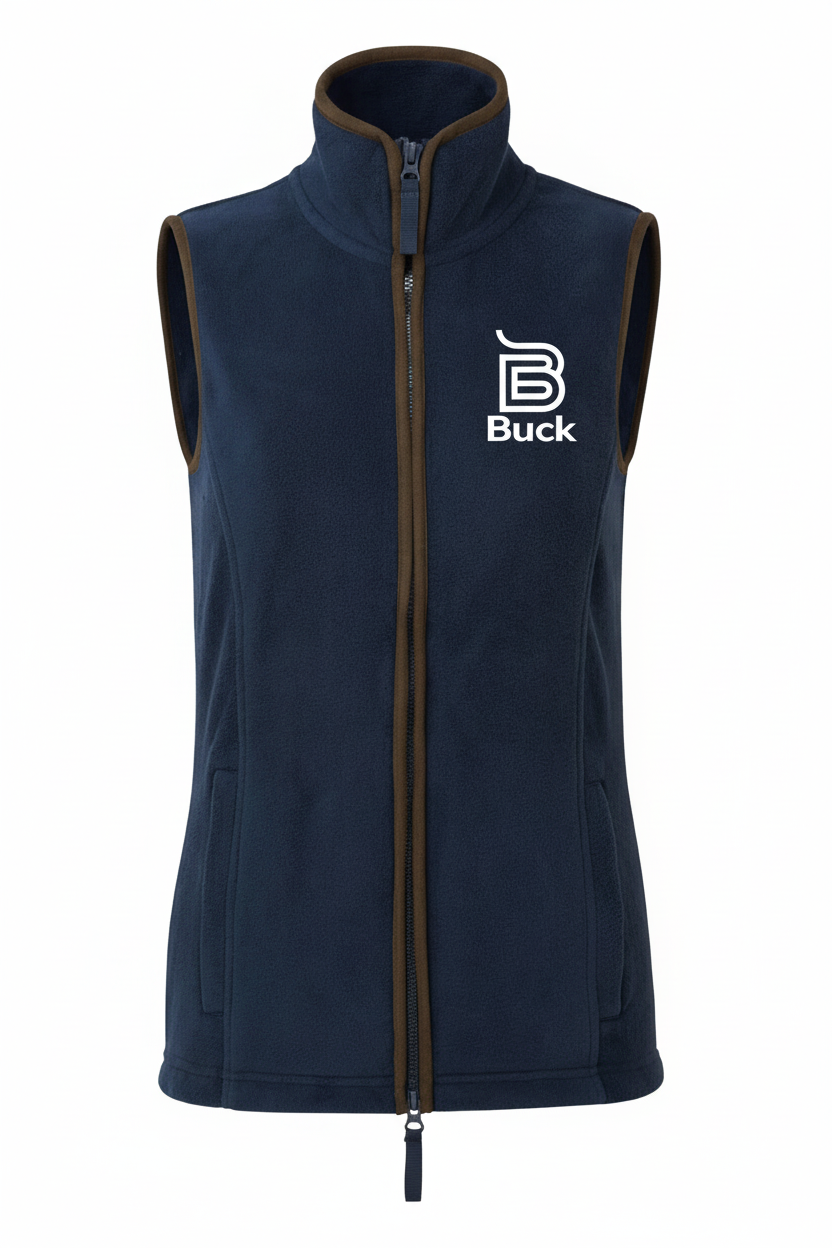 Navy gilet with Buck logo