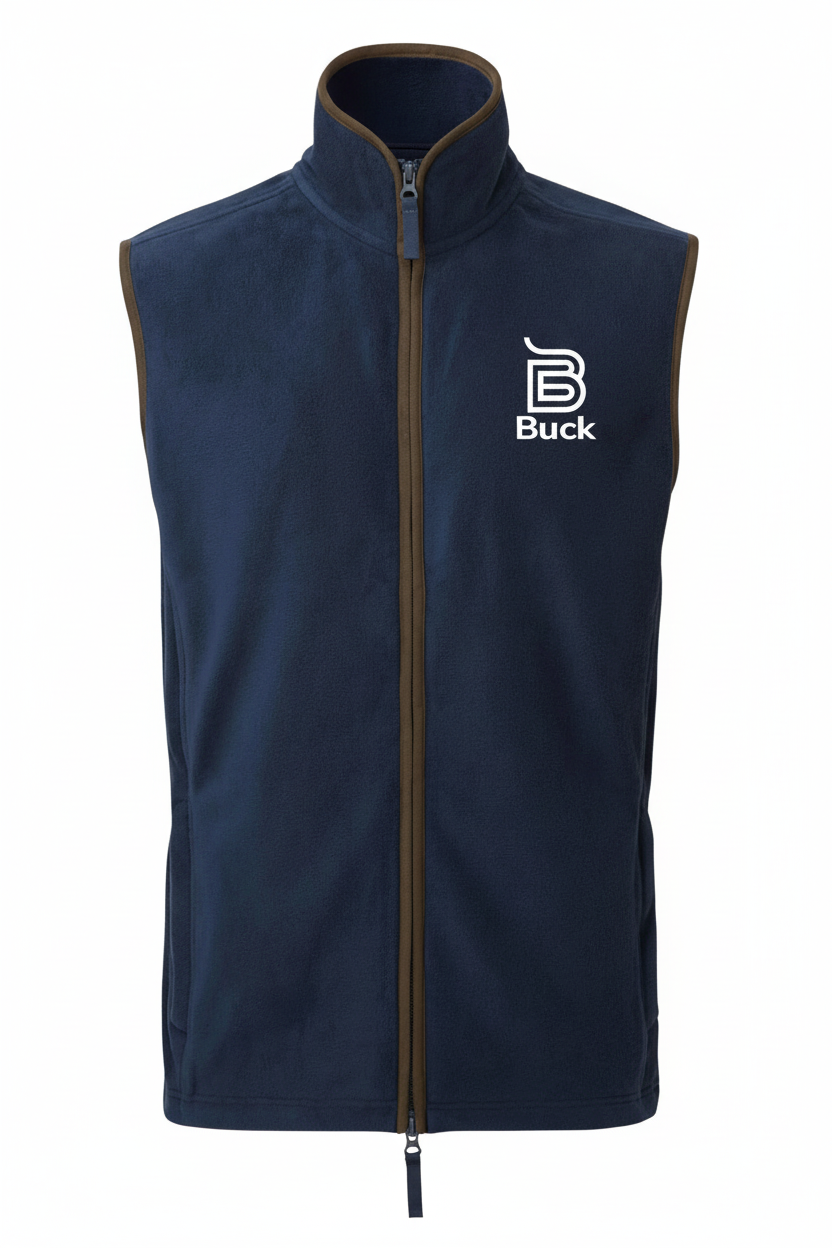 Navy gilet with Buck logo